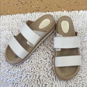 Cole Haan White Double Strap Slides
